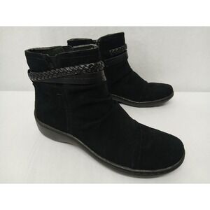 Clarks Women's Cora Braid‎ Black Suede Ankle Boots 26162006 Size 7.5M
